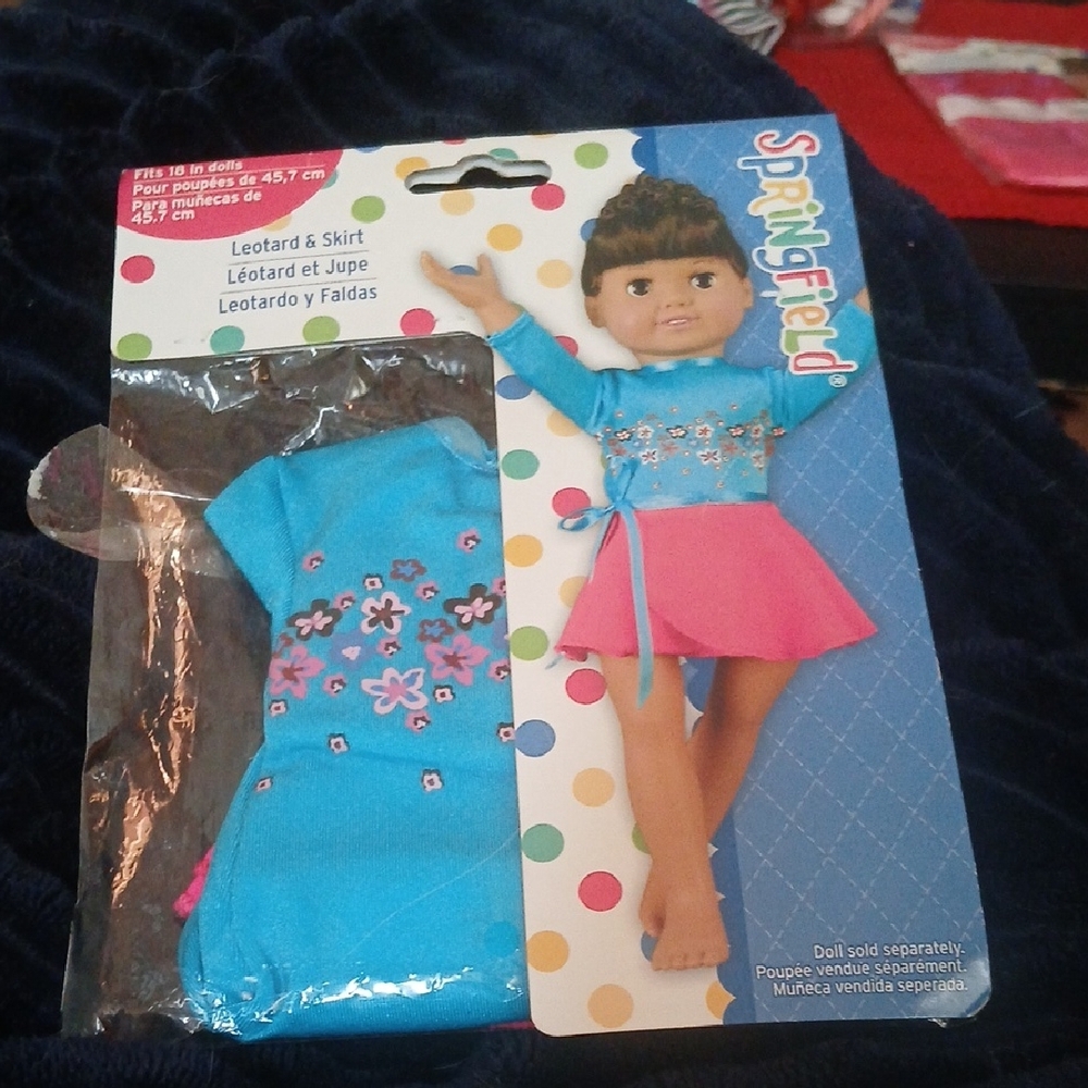 Blue and Pink Doll Leotard & Skirt Set